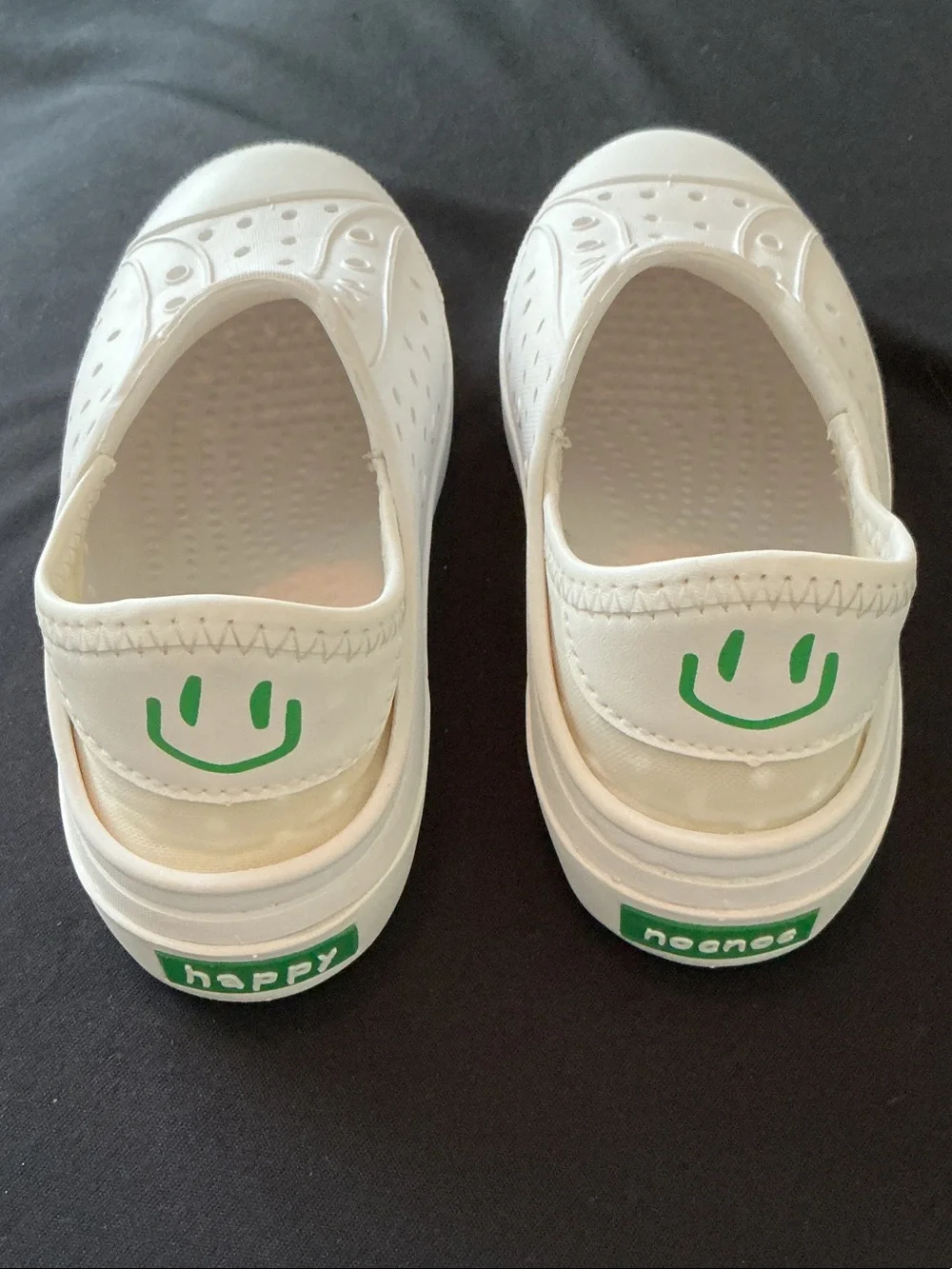 Happy Nocnoc - Toddler Unisex White Slip-On Rubberized Casual Shoes